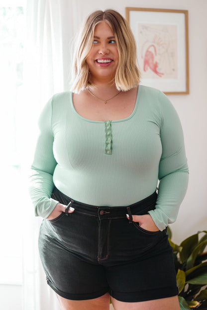 Count On Me Ribbed Bodysuit in Sage - Simply Graced Mama