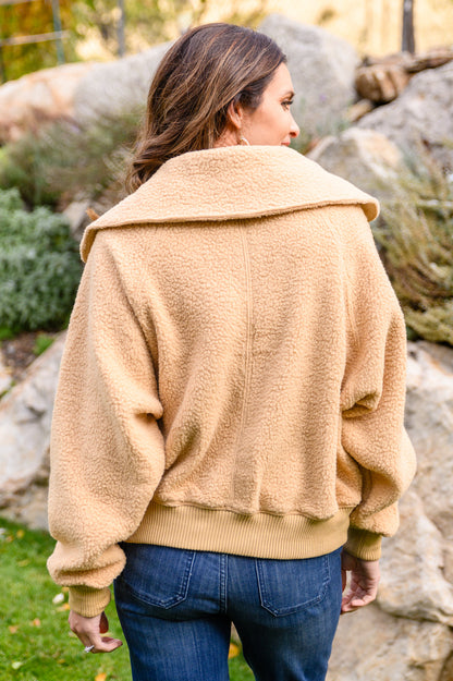 Don't Stress Oversized Collar Sherpa Jacket In Taupe - Simply Graced Mama