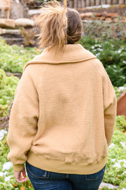 Don't Stress Oversized Collar Sherpa Jacket In Taupe - Simply Graced Mama