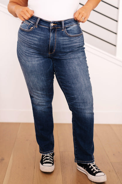 Estelle High Waist Thermal Straight Jeans - Simply Graced Mama