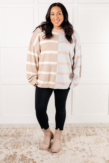 Exceptional Thought Striped Patchwork Sweater - Simply Graced Mama