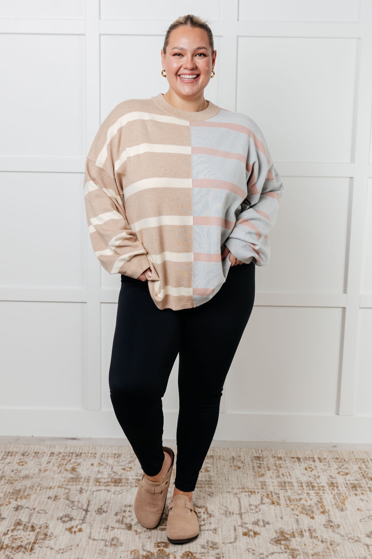 Exceptional Thought Striped Patchwork Sweater - Simply Graced Mama