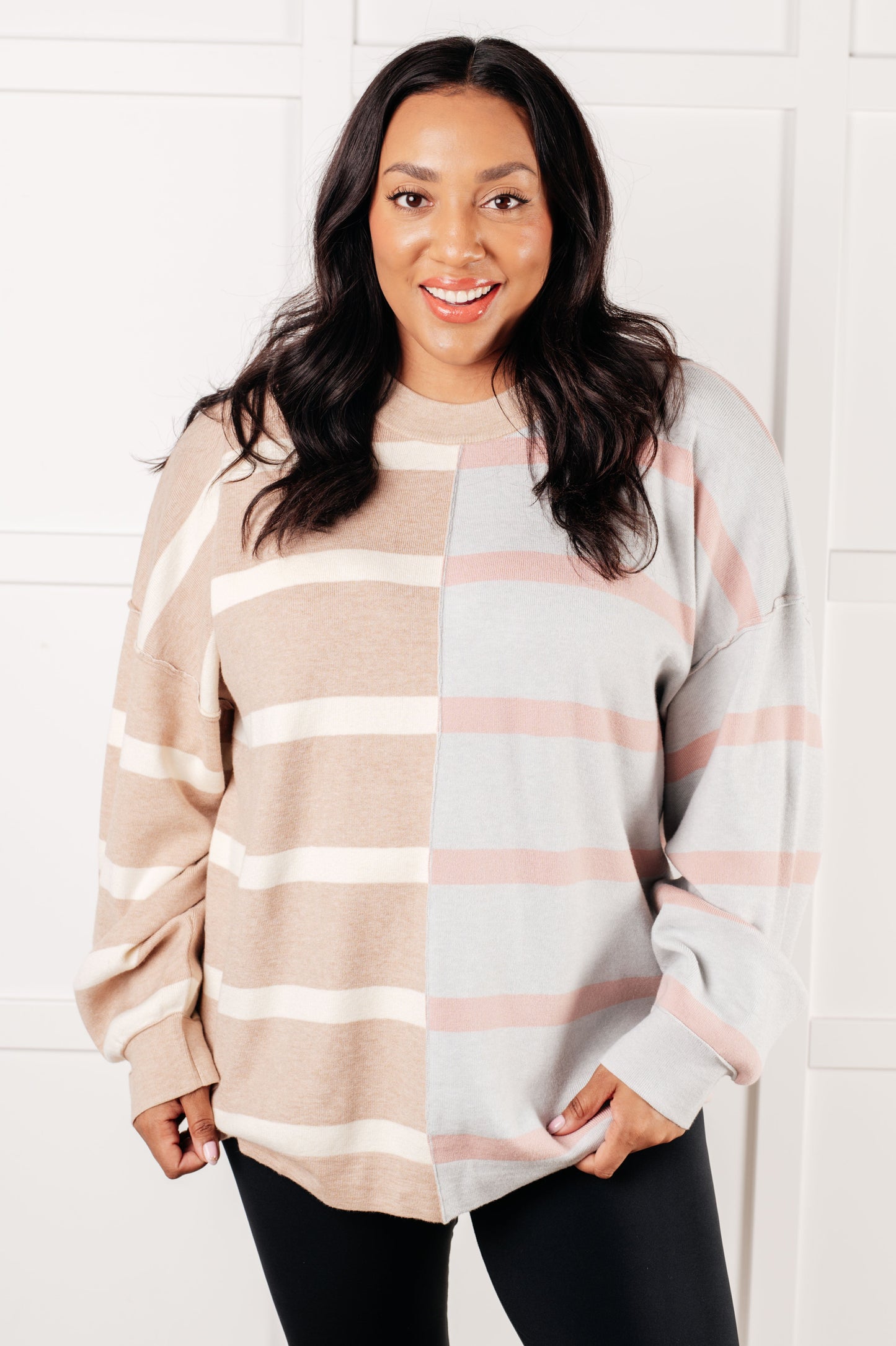 Exceptional Thought Striped Patchwork Sweater - Simply Graced Mama