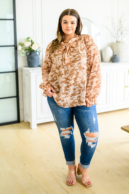 Floral Ties Top in Taupe - Simply Graced Mama