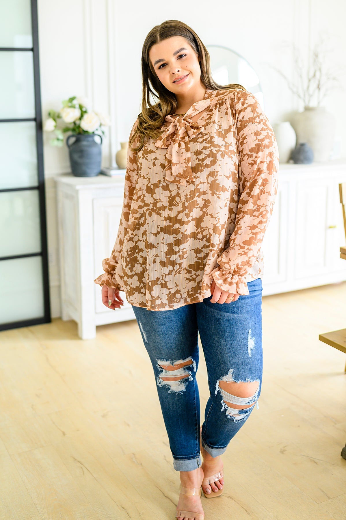 Floral Ties Top in Taupe - Simply Graced Mama