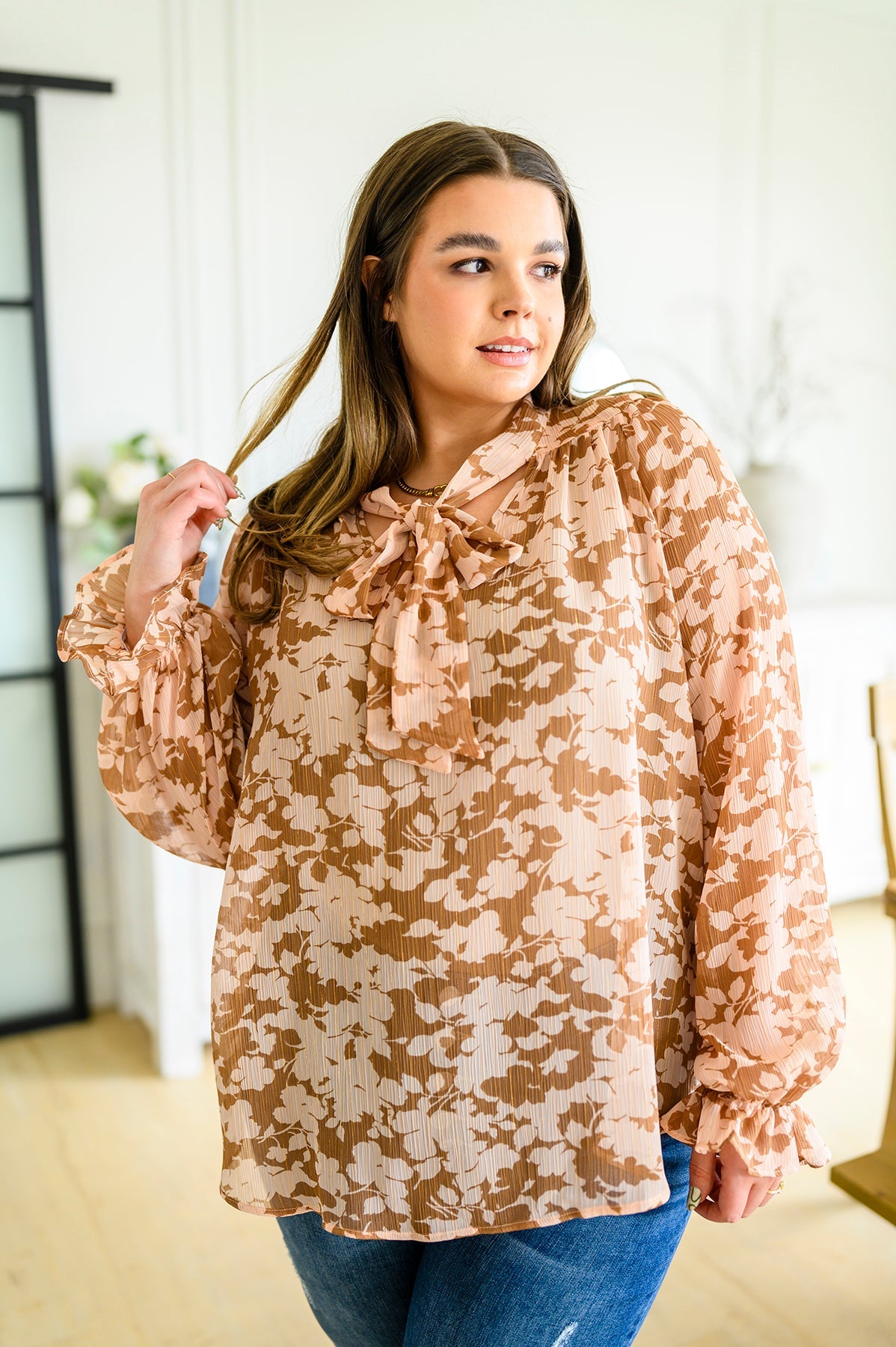 Floral Ties Top in Taupe - Simply Graced Mama