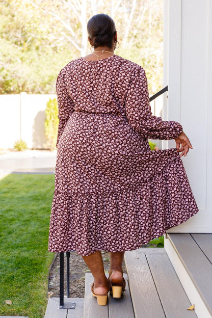 Flow With The Times Floral Midi Dress In Brown - Simply Graced Mama