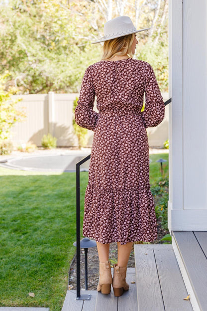 Flow With The Times Floral Midi Dress In Brown - Simply Graced Mama