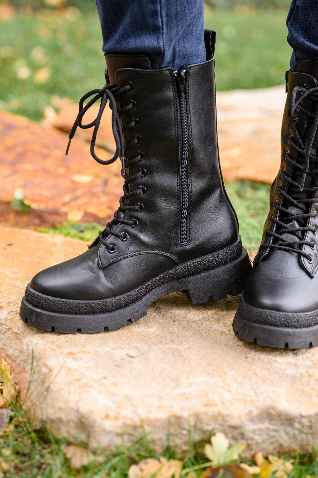 Fresh Feels Combat Boots In Black - Simply Graced Mama