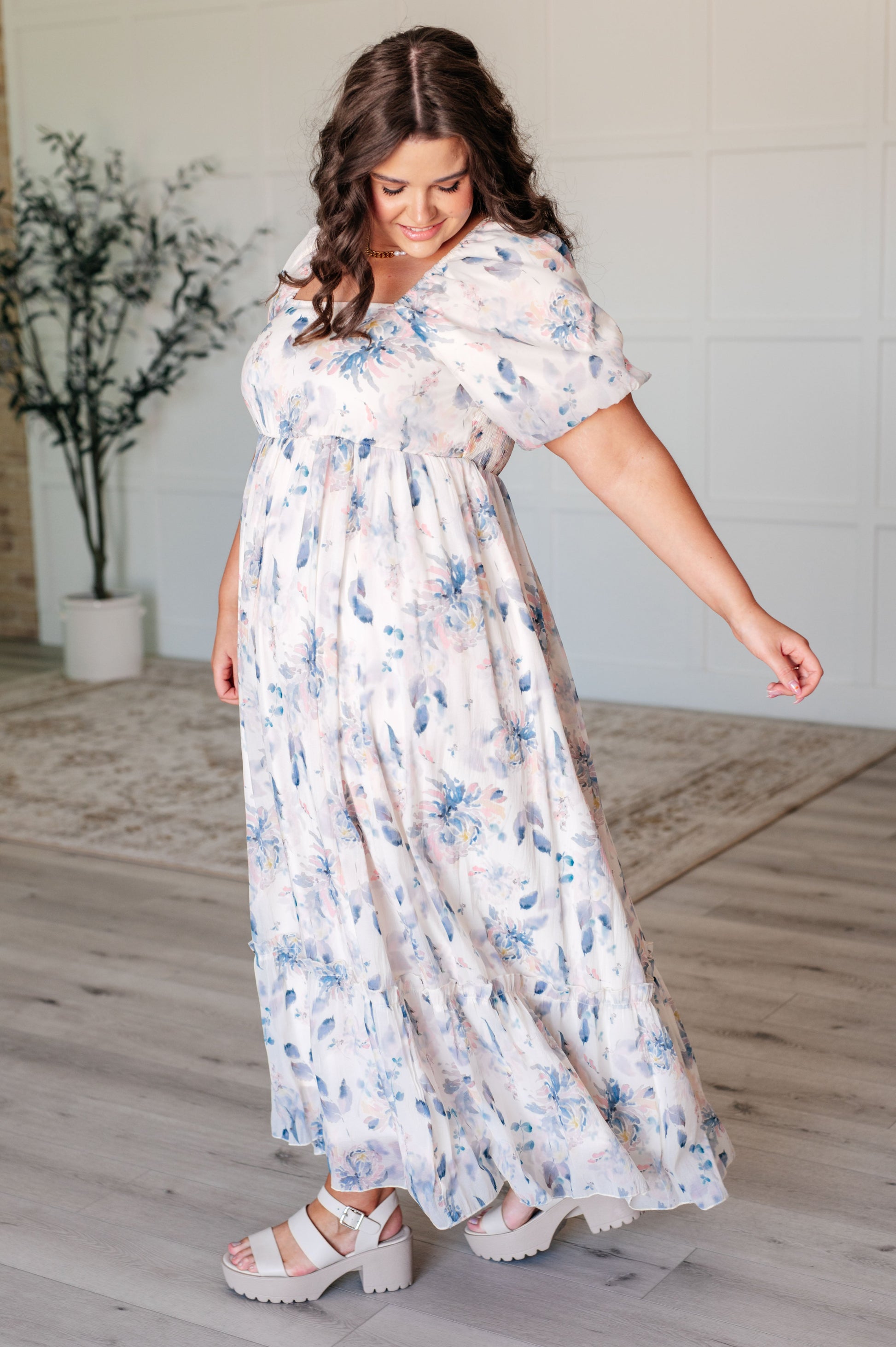 Gentle Yet Strong Balloon Sleeve Floral Dress - Simply Graced Mama