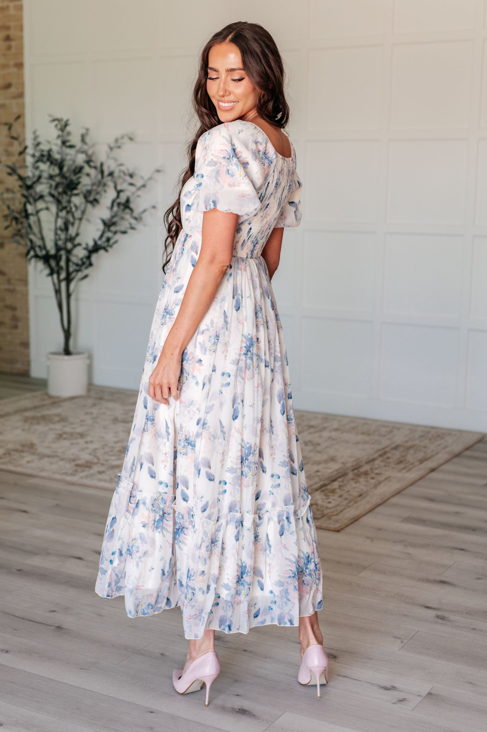 Gentle Yet Strong Balloon Sleeve Floral Dress - Simply Graced Mama