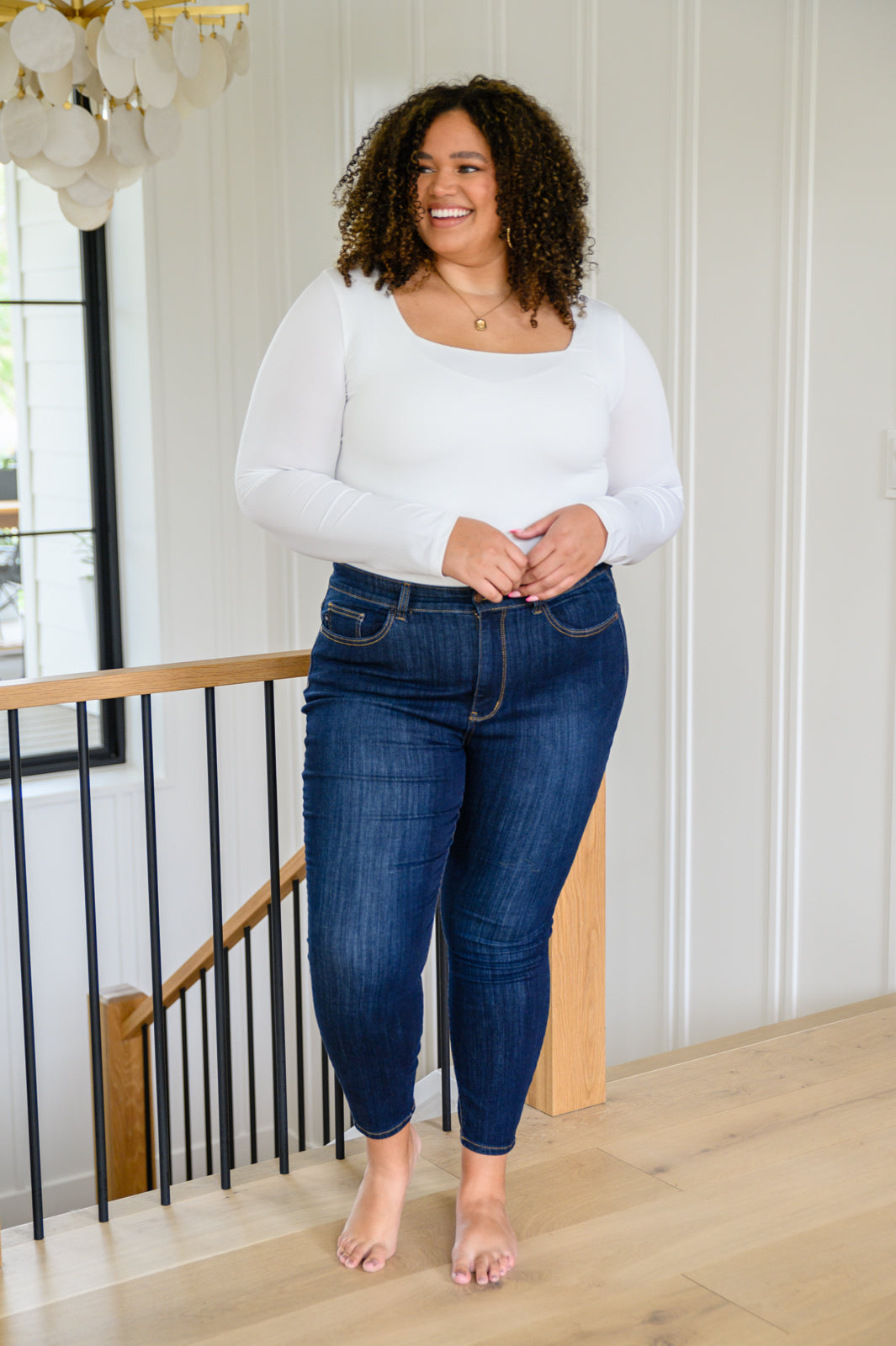 Georgia Back Yoke Skinny Jeans with Phone Pocket - Simply Graced Mama