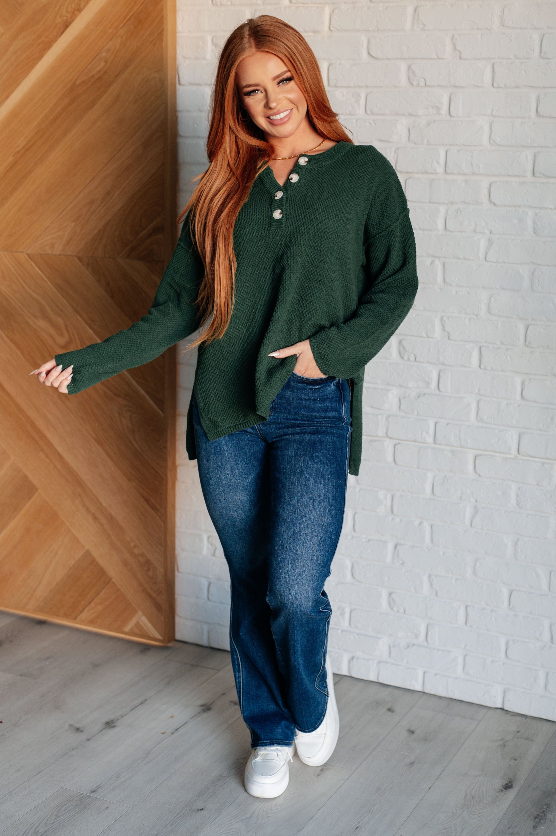 Good Afternoon Henley Sweater - Simply Graced Mama