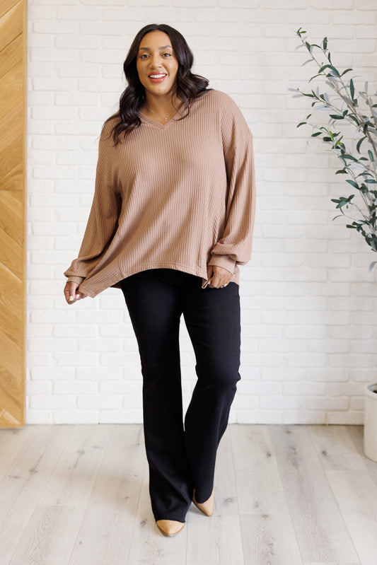 Good Things Are Coming V-Neck Top in Coffee - Simply Graced Mama