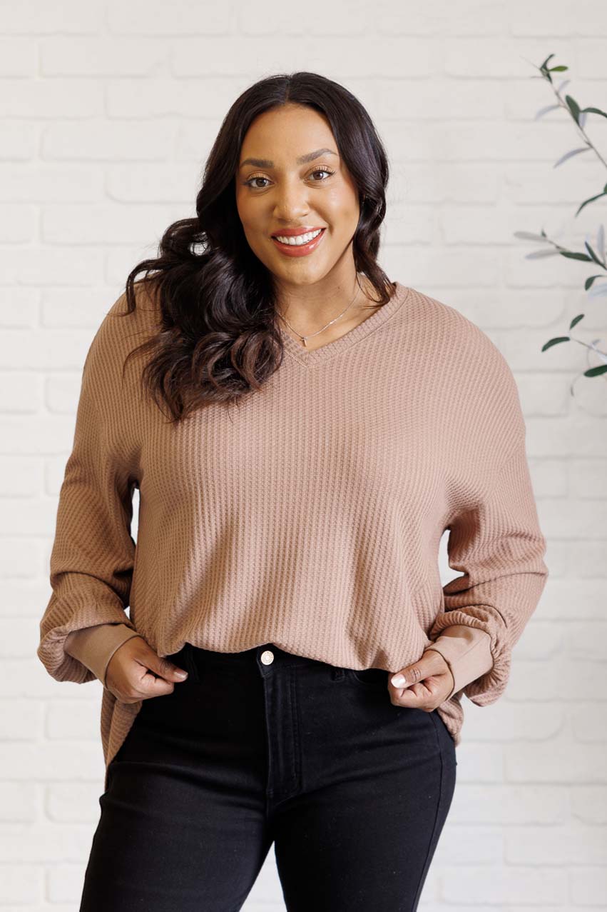 Good Things Are Coming V-Neck Top in Coffee - Simply Graced Mama