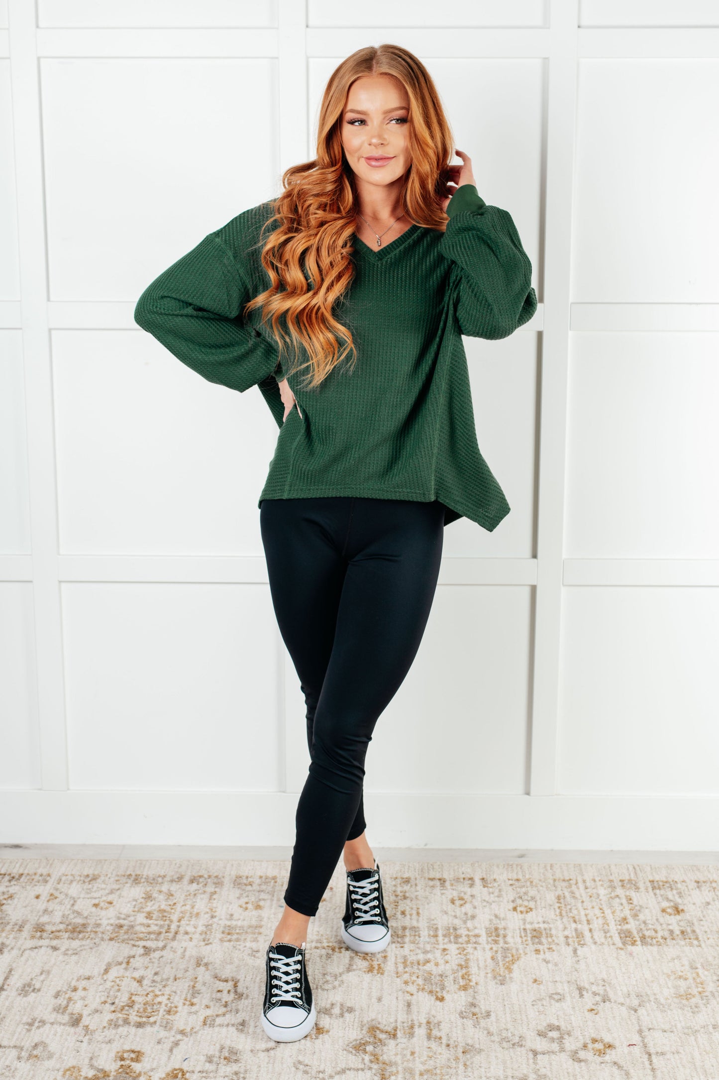 Good Things Are Coming V-Neck Top in Green - Simply Graced Mama