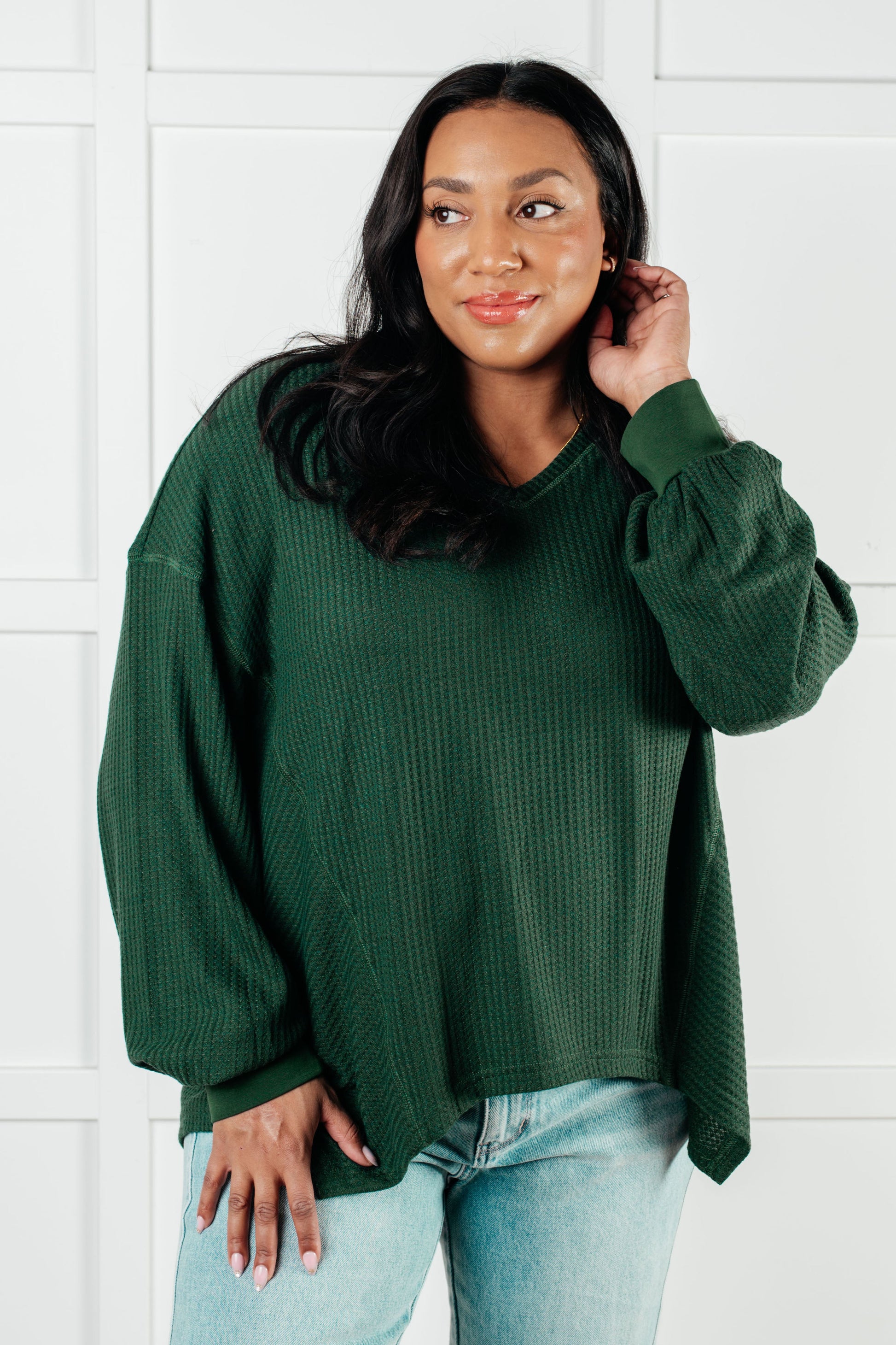 Good Things Are Coming V-Neck Top in Green - Simply Graced Mama