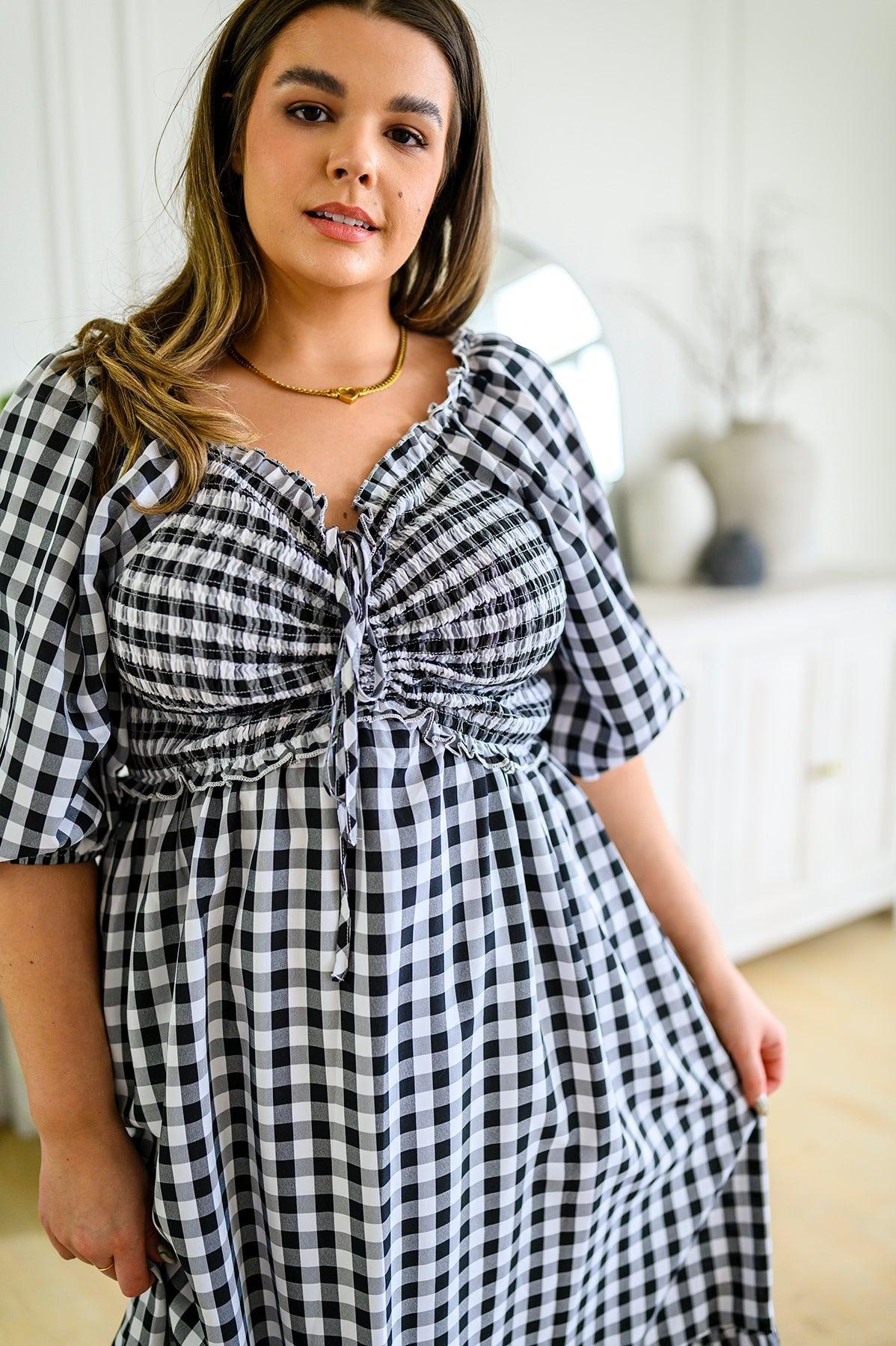 Greenville Gingham Midi Dress - Simply Graced Mama