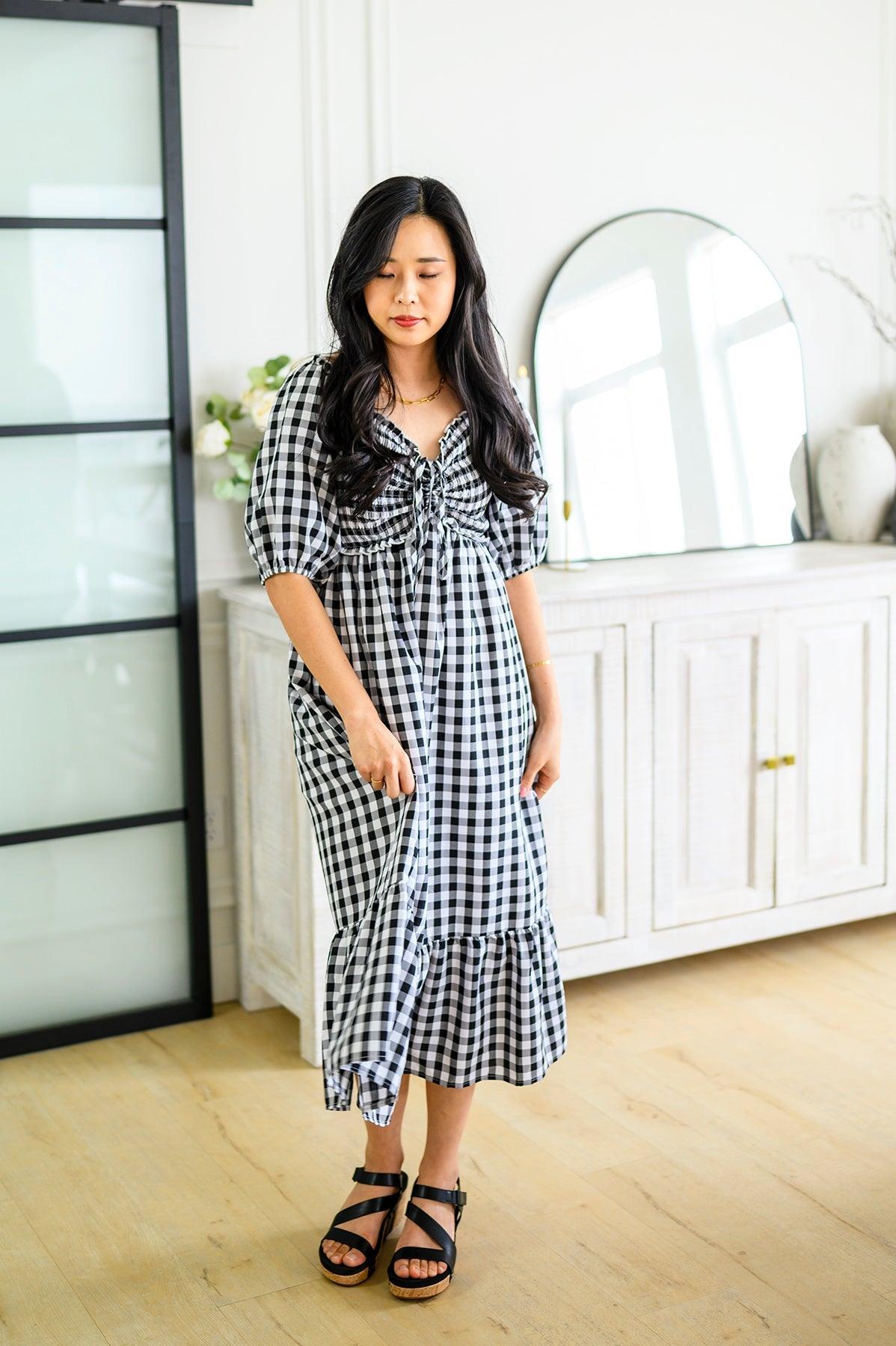 Greenville Gingham Midi Dress - Simply Graced Mama