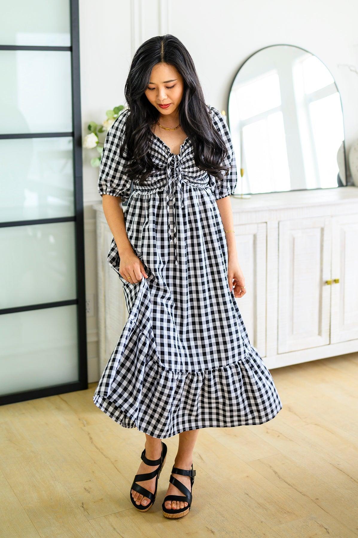 Greenville Gingham Midi Dress - Simply Graced Mama