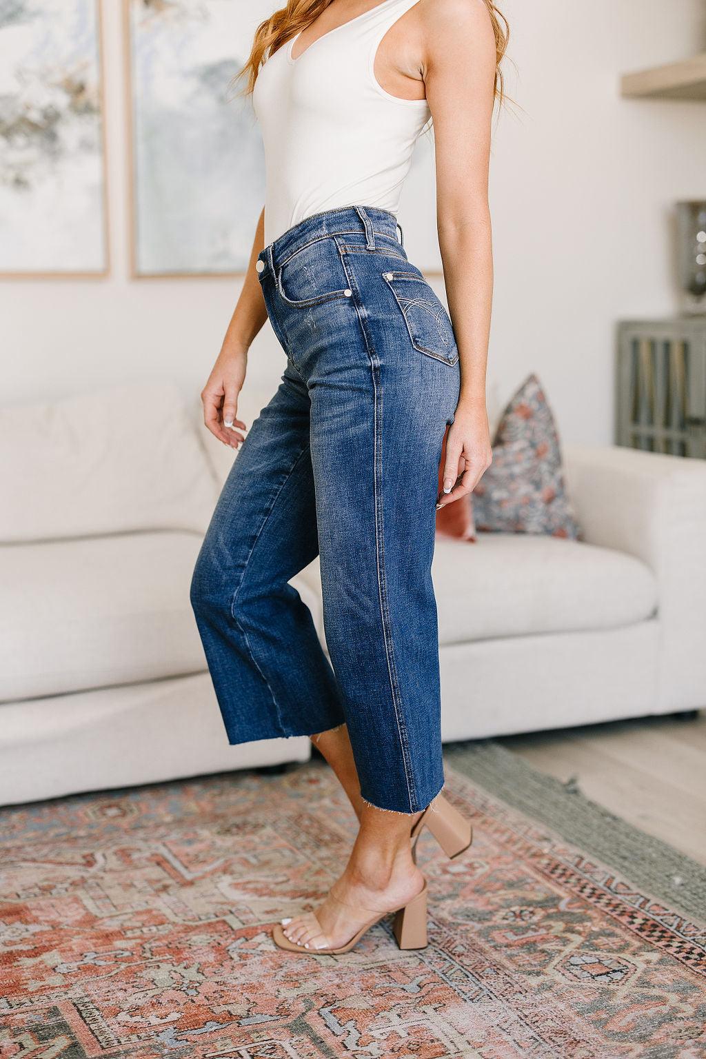 Hayes High Rise Wide Leg Crop Jeans - Simply Graced Mama