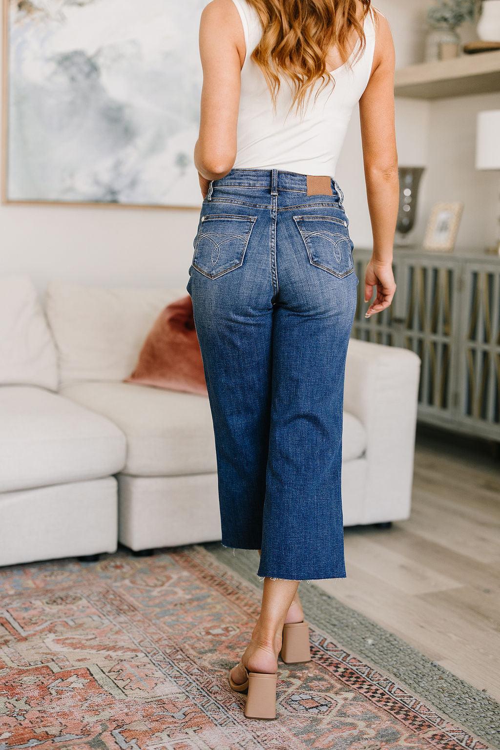 Hayes High Rise Wide Leg Crop Jeans - Simply Graced Mama