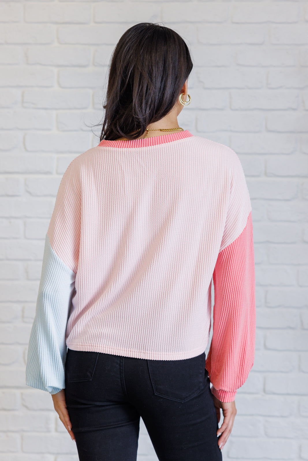 Hit Me With Your Best Shot Colorblock Top in Light Pink - Simply Graced Mama