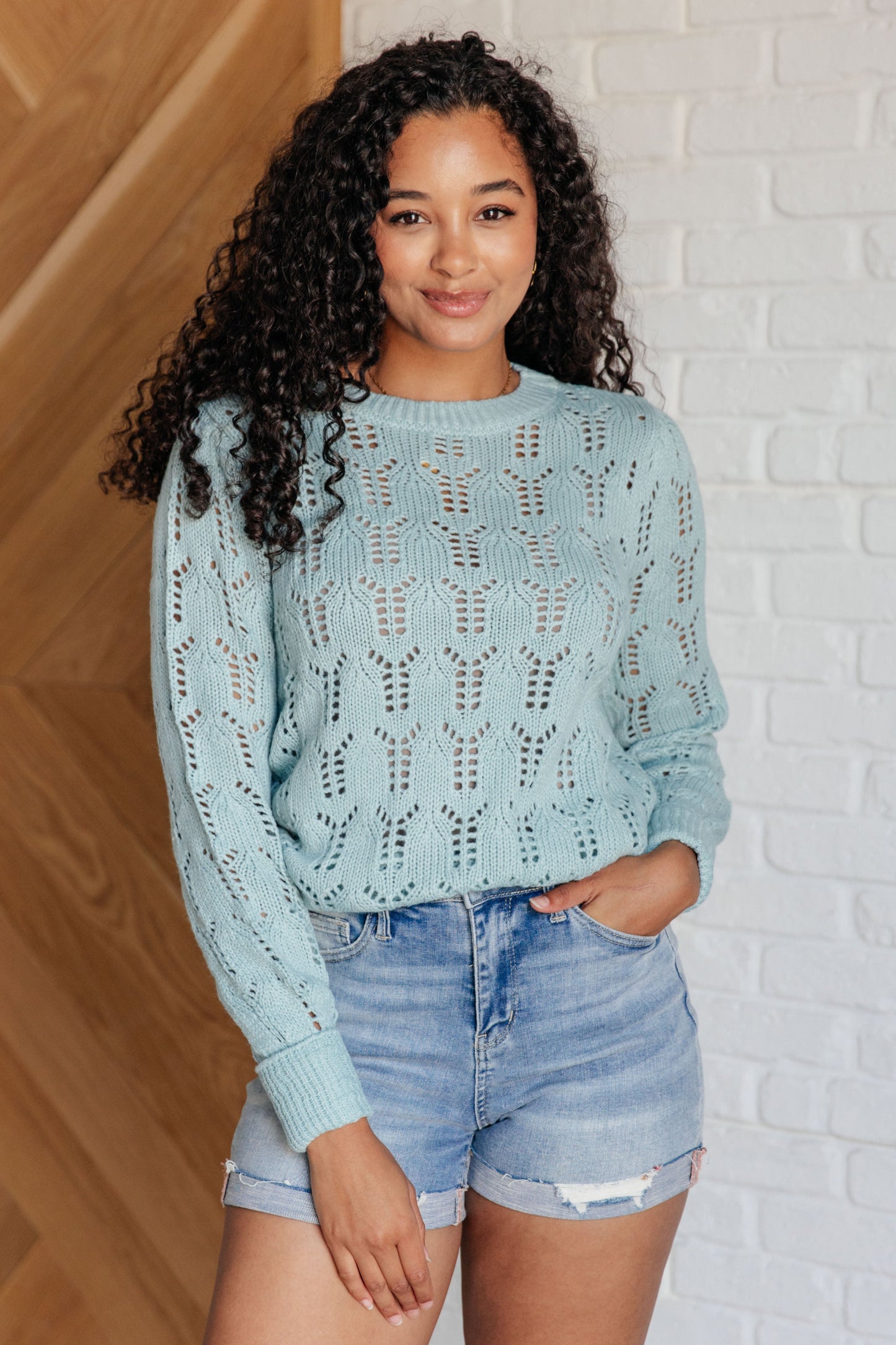 Hole In One Sheer Pointelle Knit Sweater - Simply Graced Mama