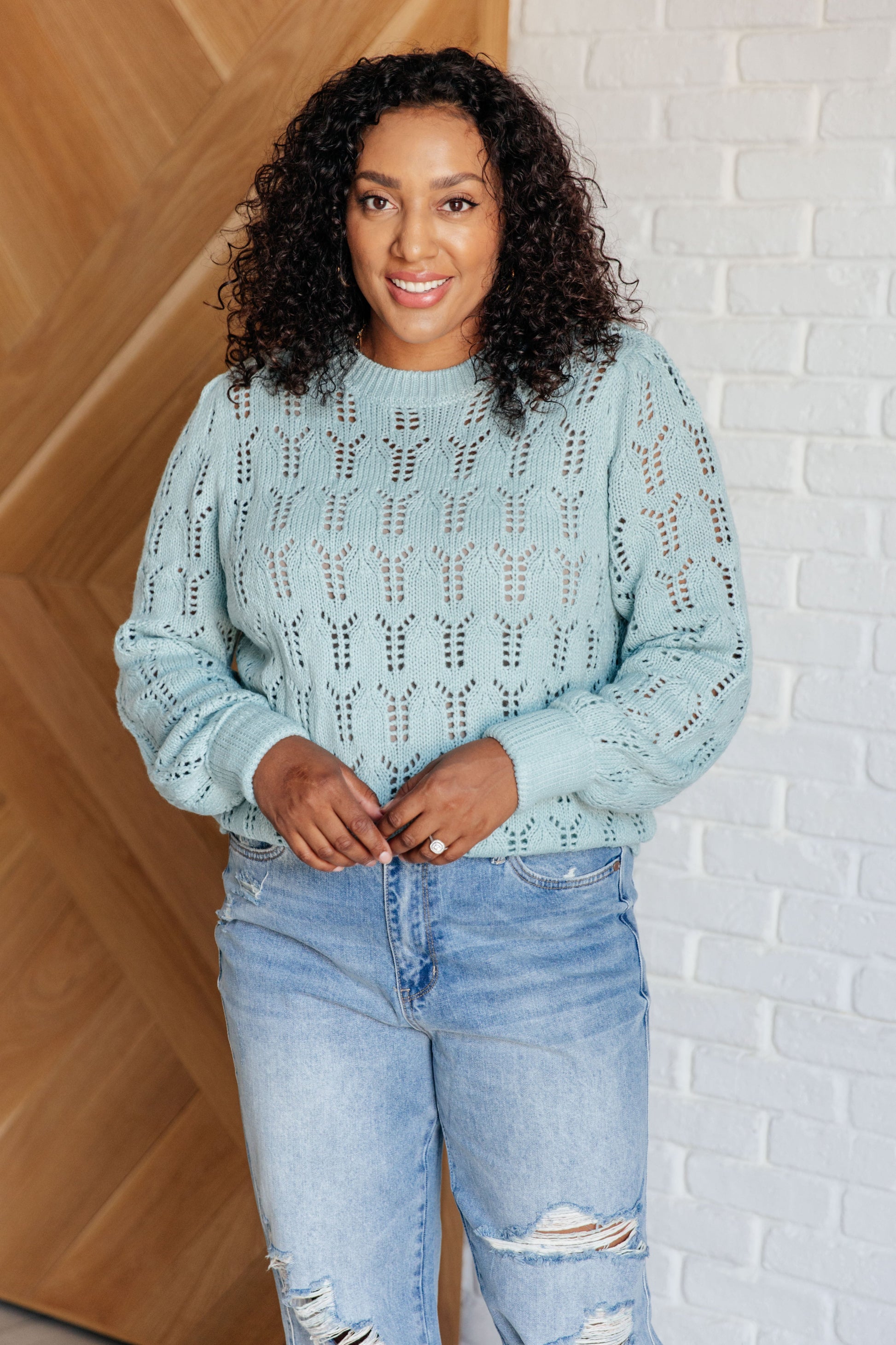 Hole In One Sheer Pointelle Knit Sweater - Simply Graced Mama