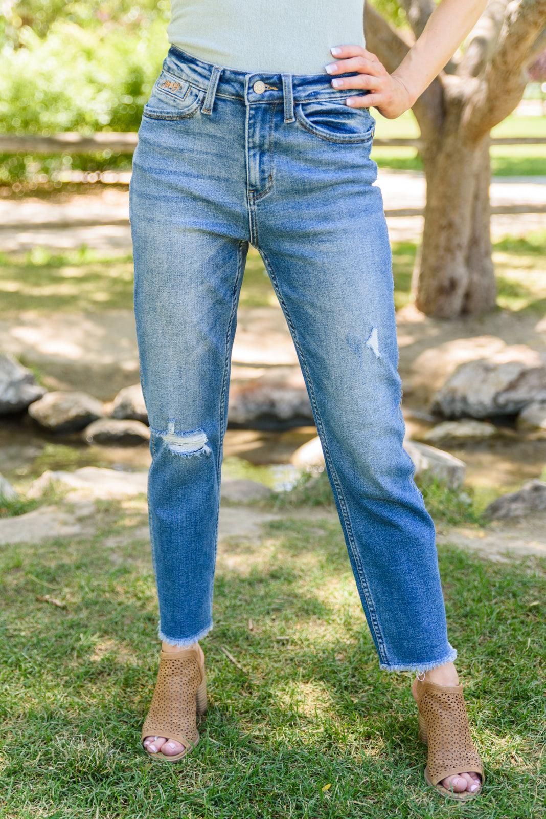 Howdy Embroidery Boyfriend Jeans - Simply Graced Mama