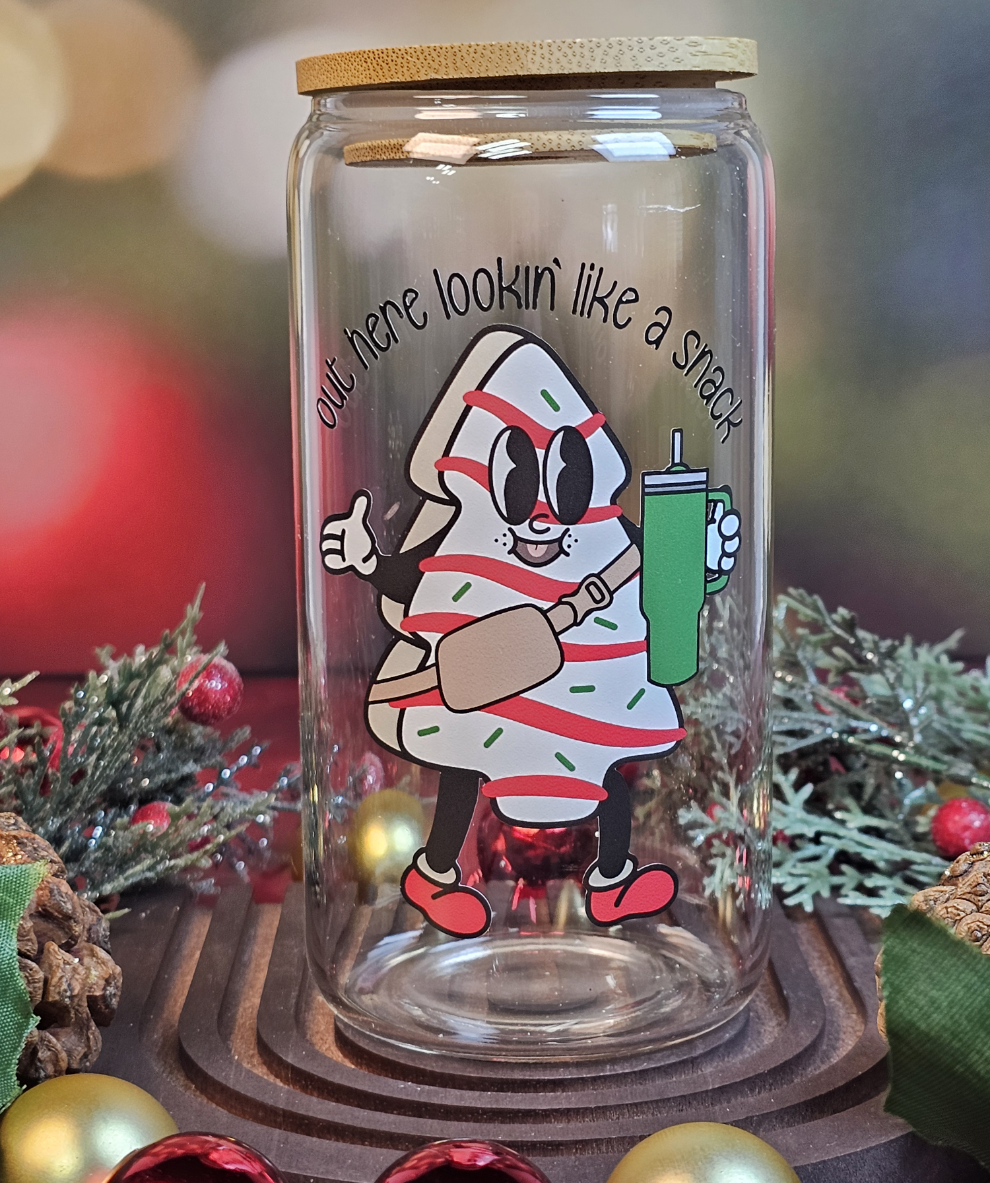 Out Here Lookin' Like A Snack Christmas themed Libbey Glass Cup