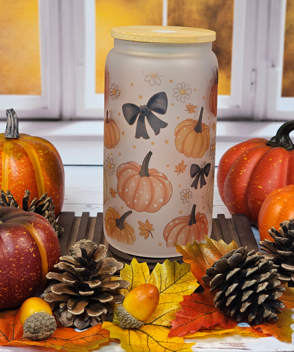 Mystical Pumpkins Frosted Libbey Glass