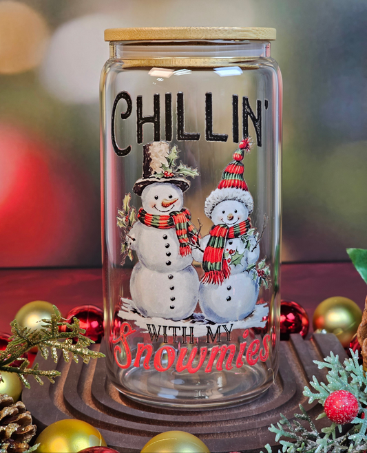 Chillin' With My Snowmies Libbey Glass Cup - Simply Graced Mama