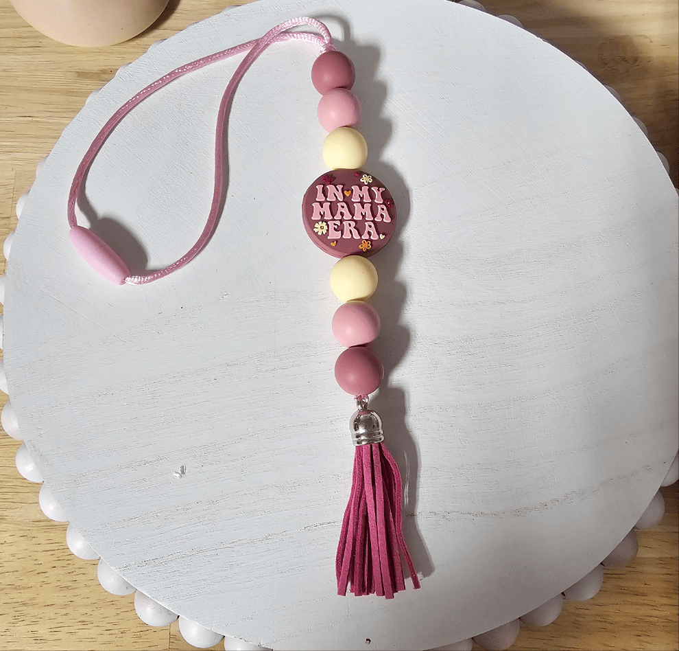 In My Mama Era Beaded Car Charm in Mauve - Simply Graced Mama