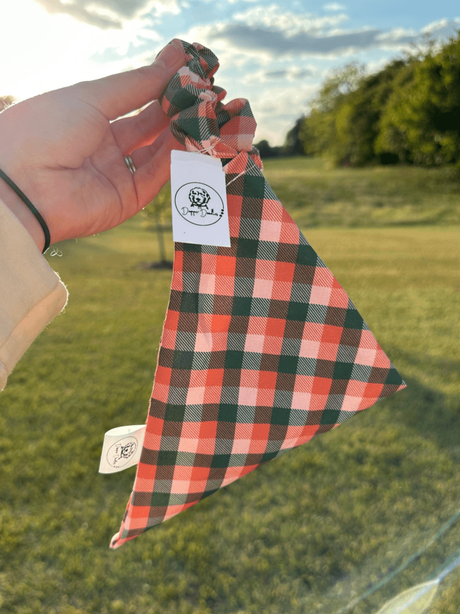 Red & Green Plaid Scrunchie Bandana - Simply Graced Mama