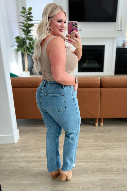 Nora High Rise Rigid Magic Destroy Slim Straight Jeans - Simply Graced Mama