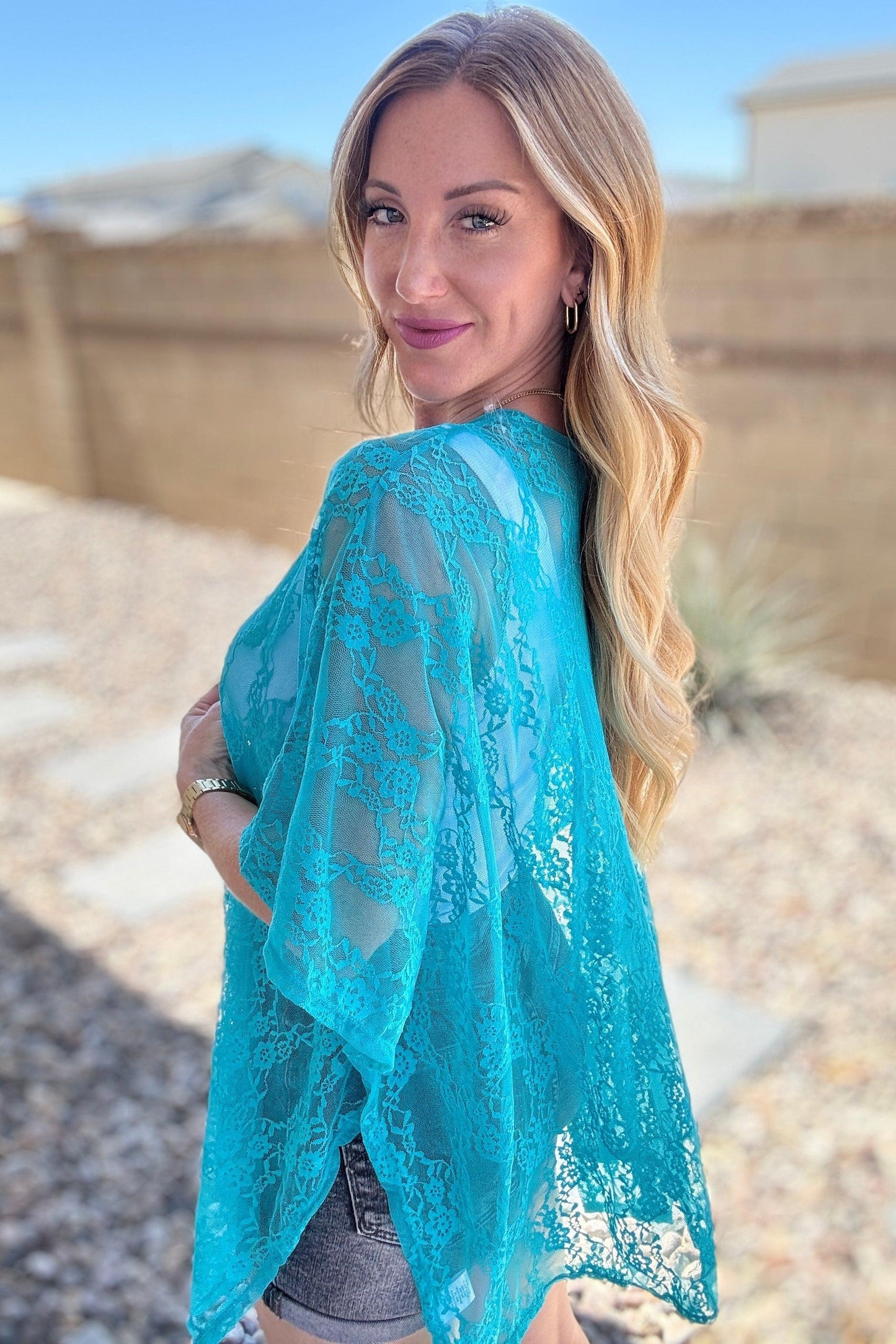 Good Days Ahead Lace Kimono In Teal - Simply Graced Mama