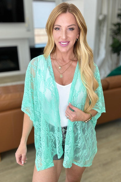 Good Days Ahead Lace Kimono In Mint - Simply Graced Mama