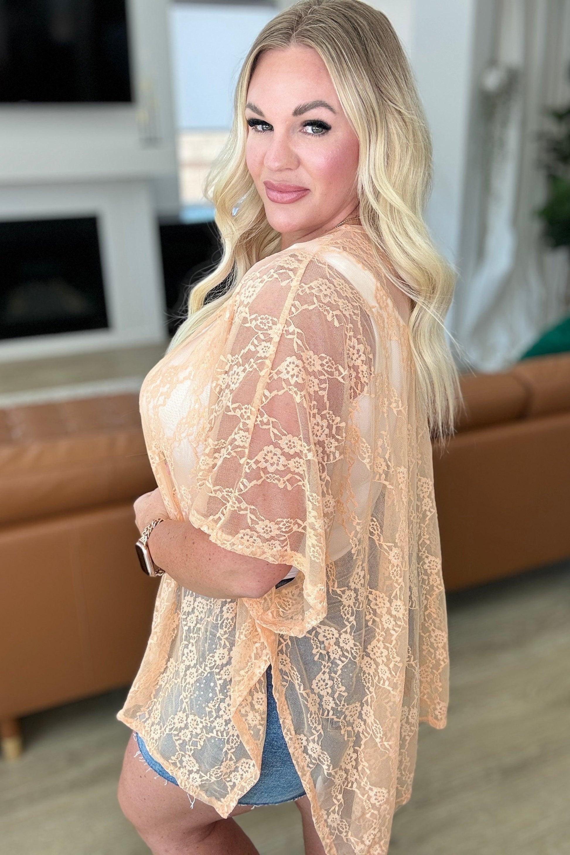 Good Days Ahead Lace Kimono In Peach - Simply Graced Mama