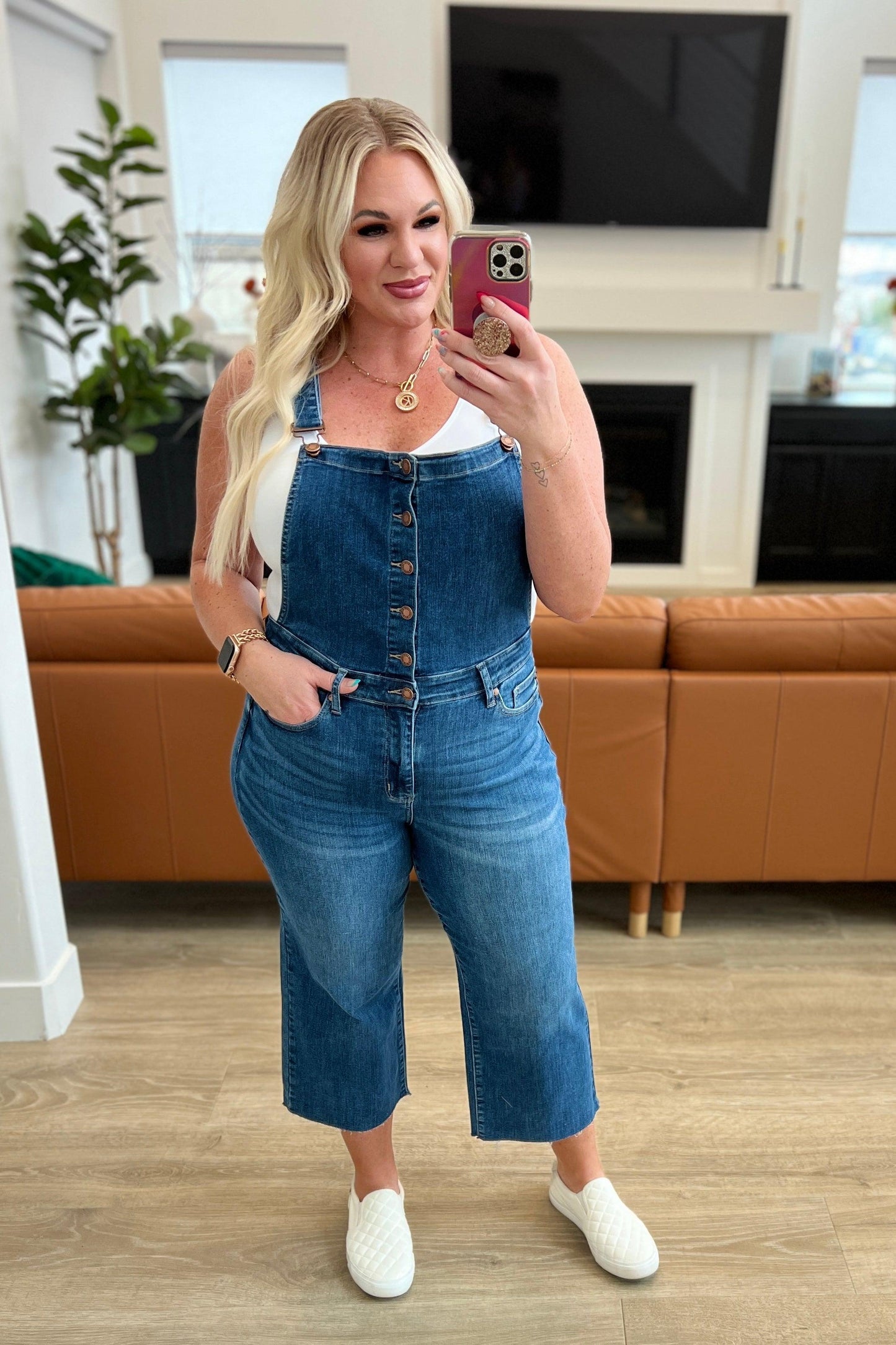 Priscilla High Rise Crop Wide Leg Denim Overalls - Simply Graced Mama