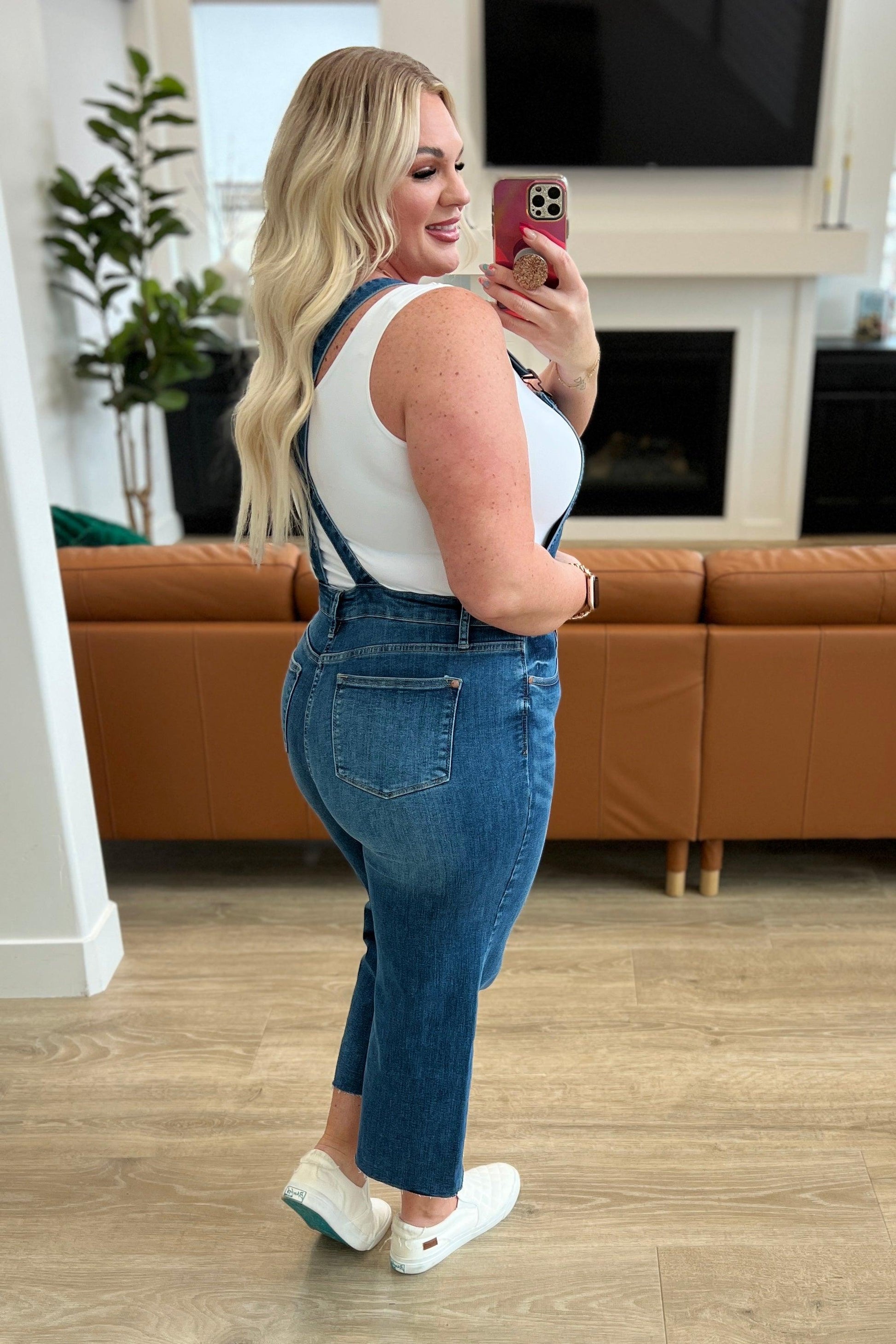 Priscilla High Rise Crop Wide Leg Denim Overalls - Simply Graced Mama