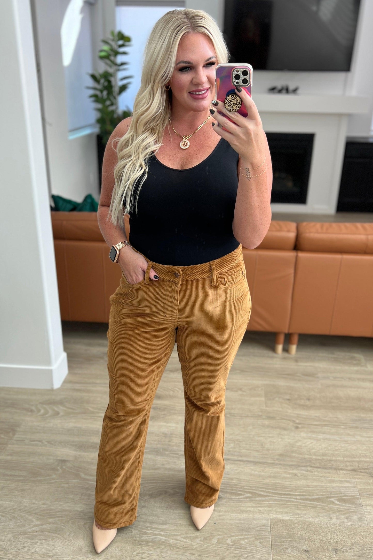 Cordelia Bootcut Corduroy Pants in Camel - Simply Graced Mama