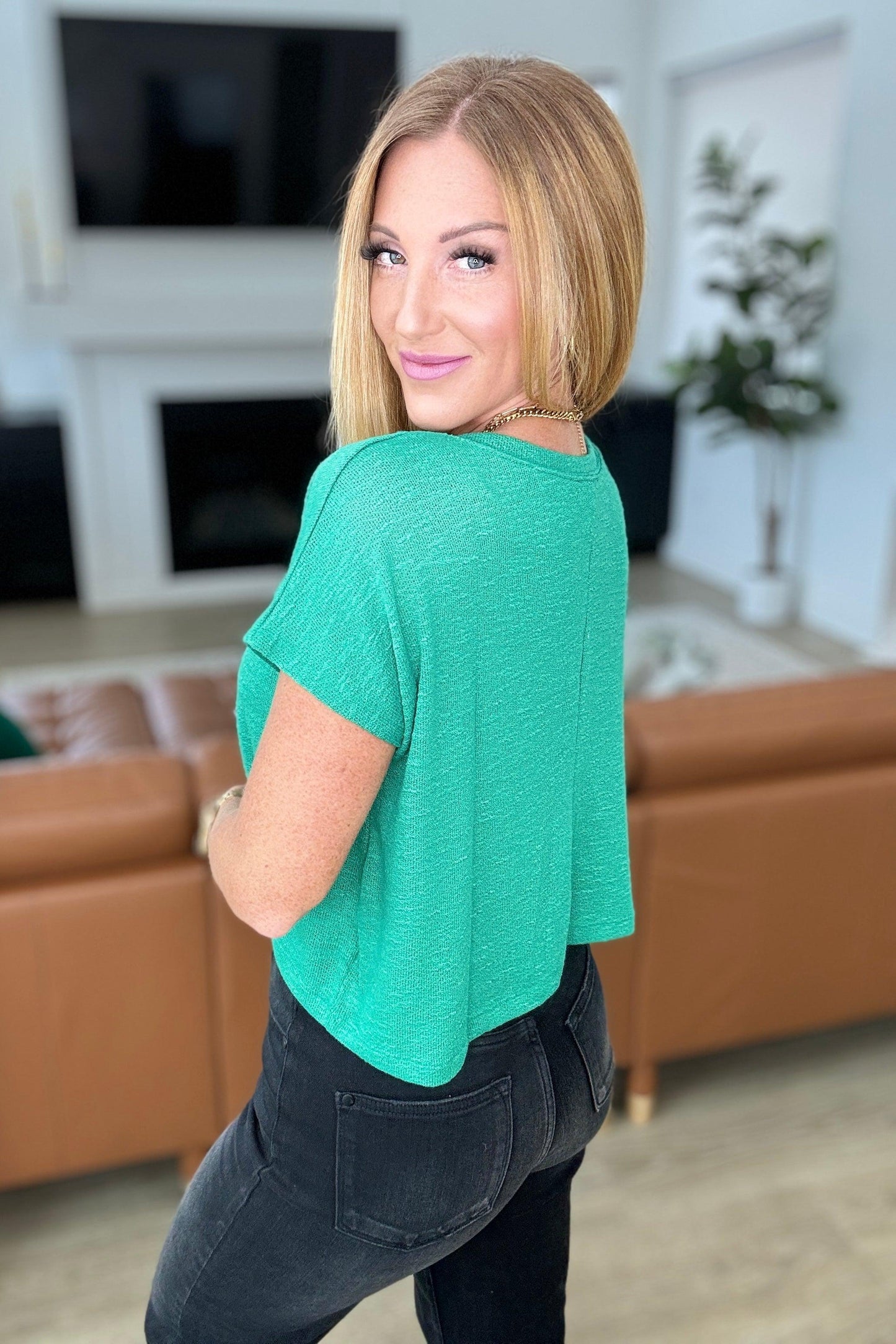 Classic Comfort V-Neck Top in Kelly Green - Simply Graced Mama