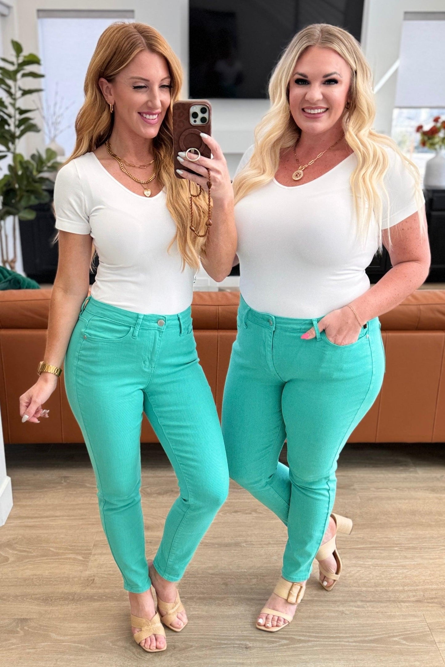 Bridgette High Rise Garment Dyed Slim Jeans in Aquamarine - Simply Graced Mama