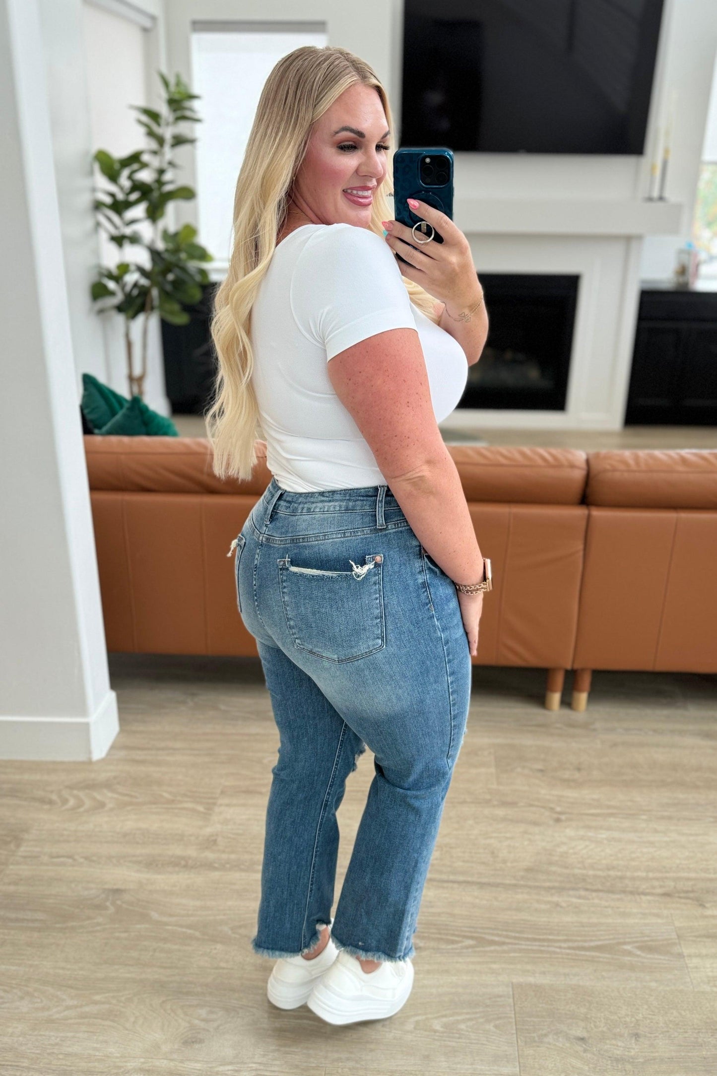 Sammy High Waist Distressed Crop Straight Leg Jeans - Simply Graced Mama