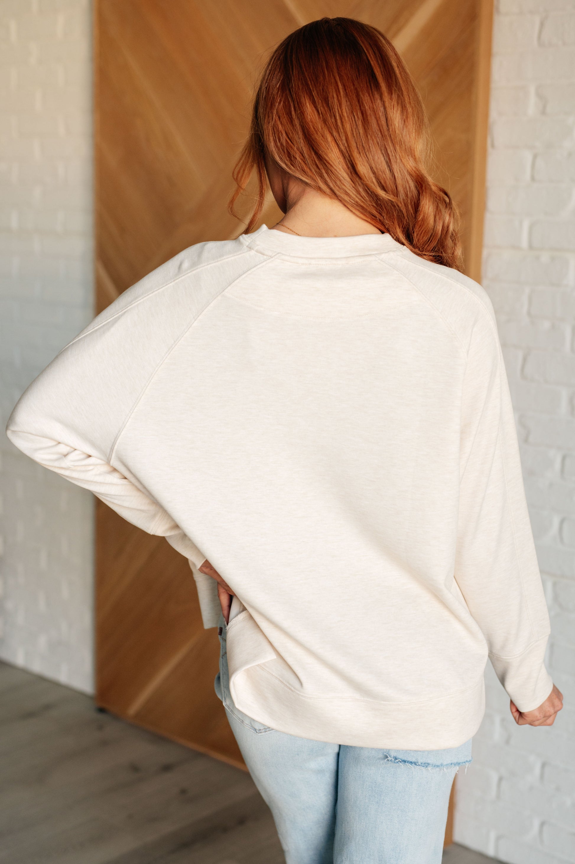 It's The Little Things Relaxed Scuba Pullover in Beige - Simply Graced Mama