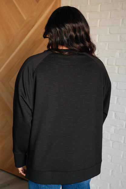 It's The Little Things Relaxed Scuba Pullover in Black - Simply Graced Mama