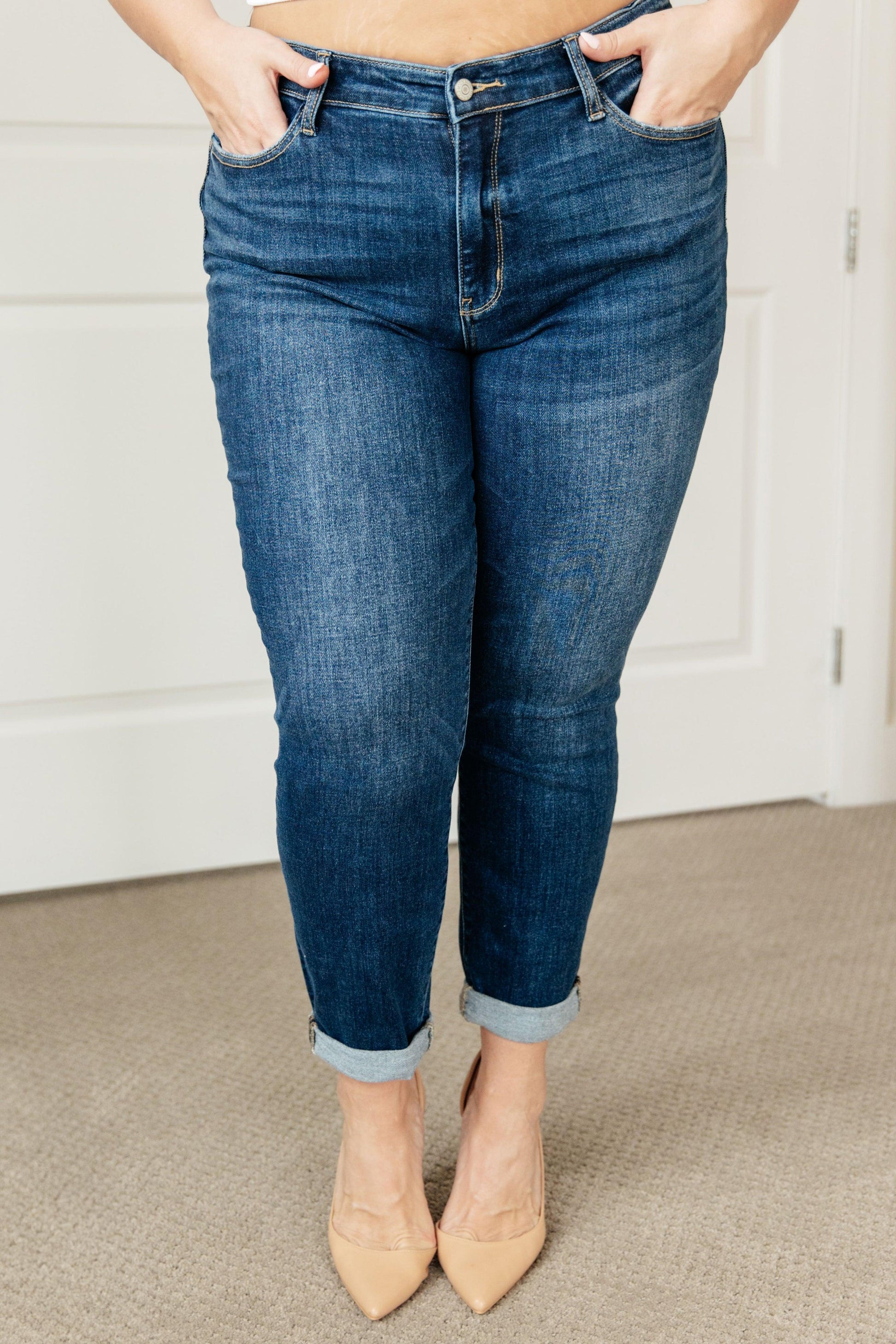 London Midrise Cuffed Boyfriend Jeans - Simply Graced Mama