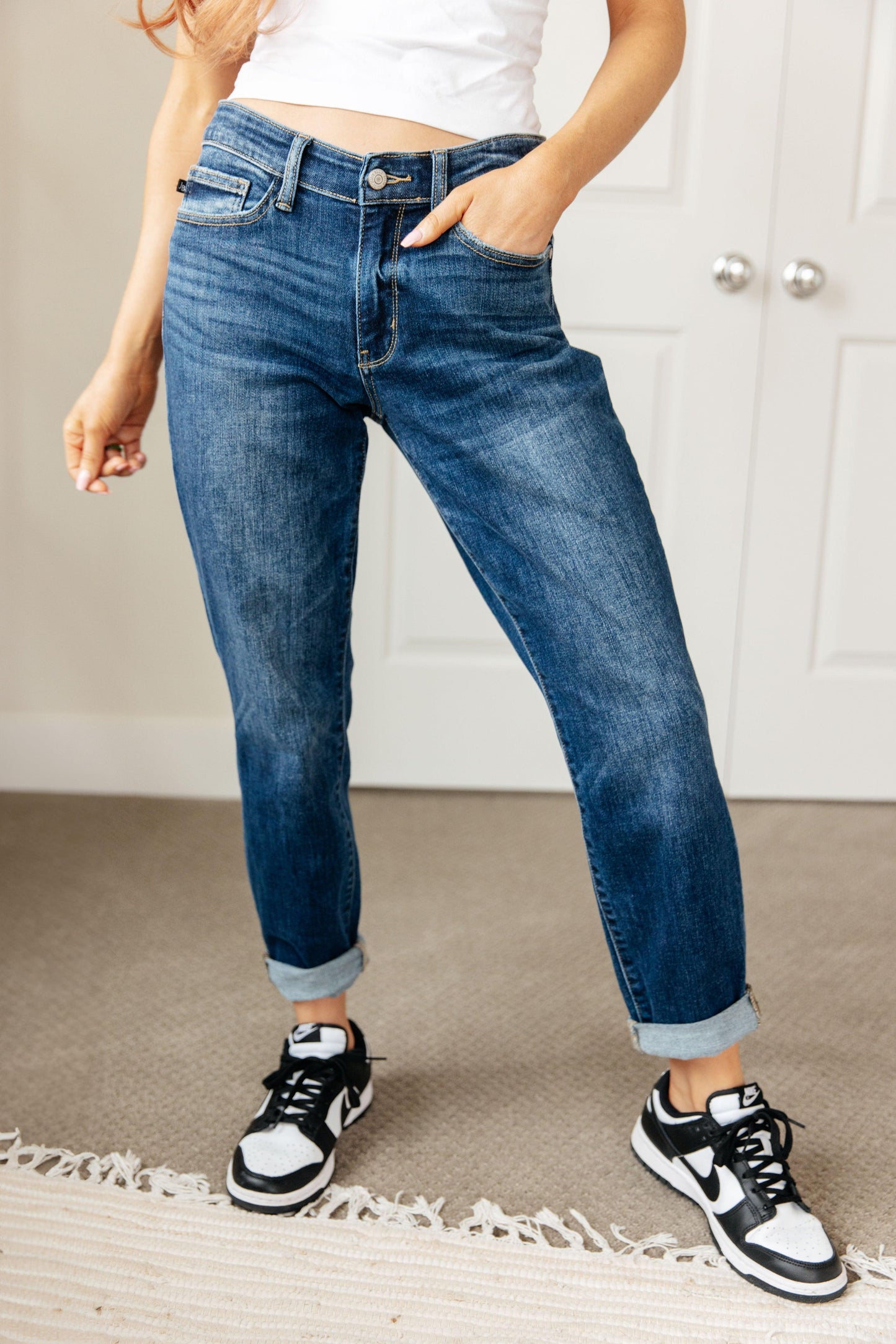 London Midrise Cuffed Boyfriend Jeans - Simply Graced Mama