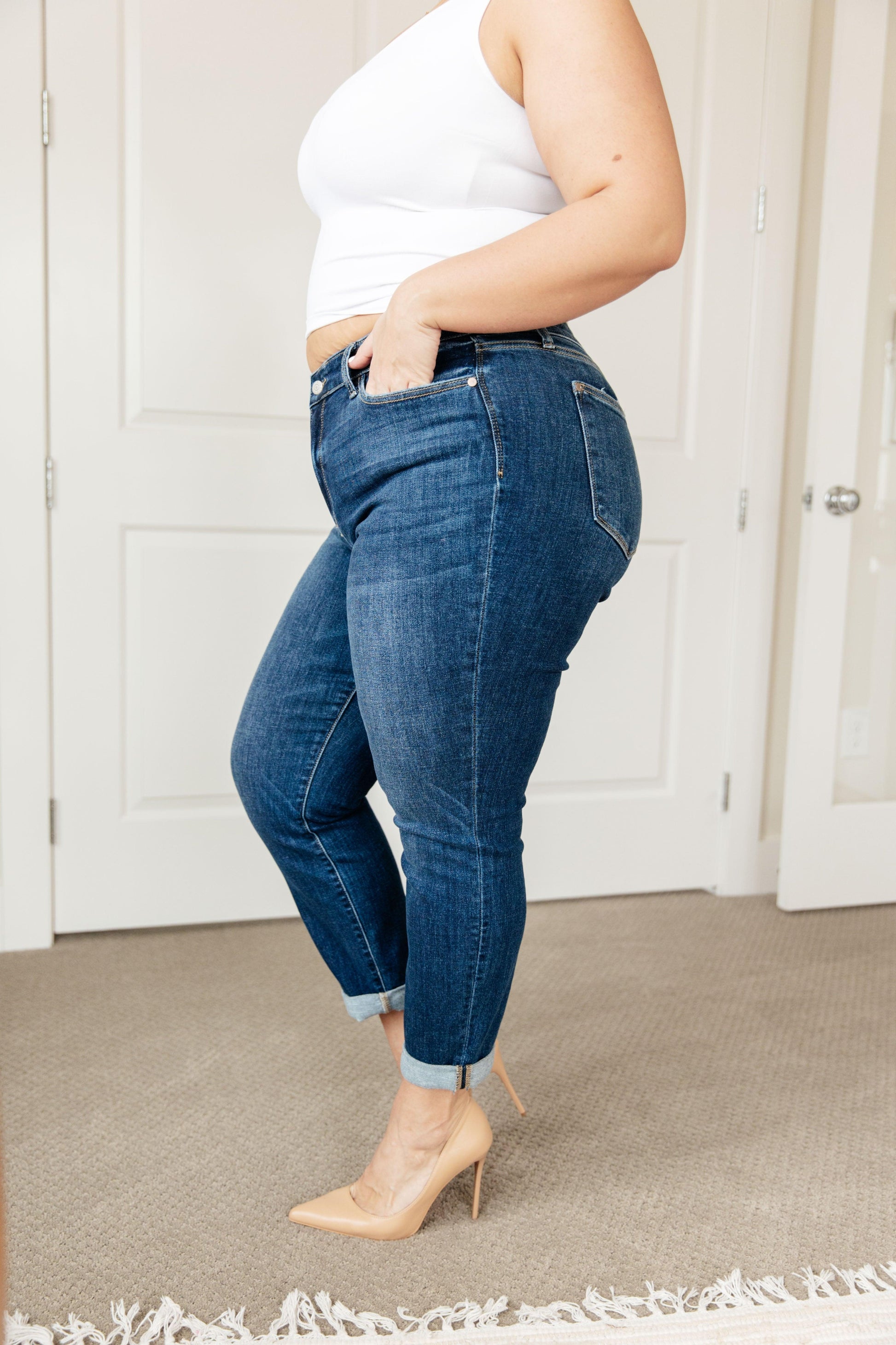 London Midrise Cuffed Boyfriend Jeans - Simply Graced Mama